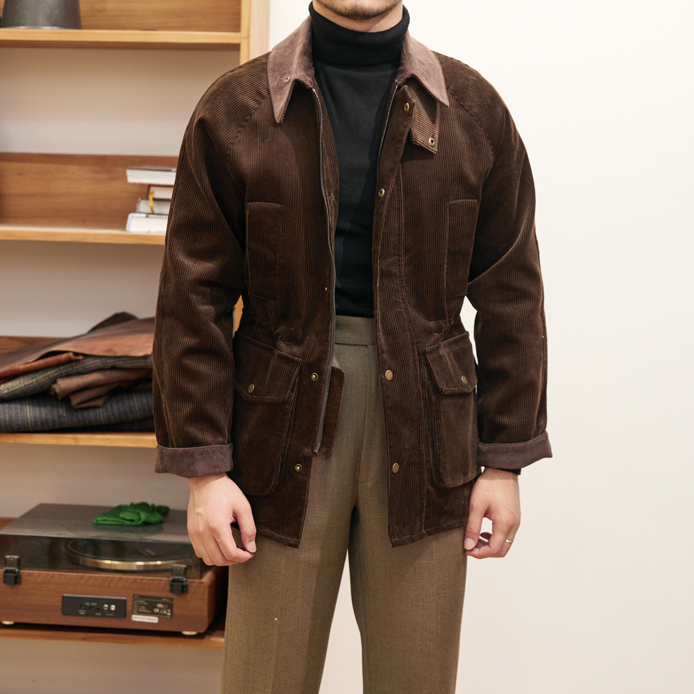 Harrington Jacket - Vintage sztruksowa kurtka dżentelmena męska moda