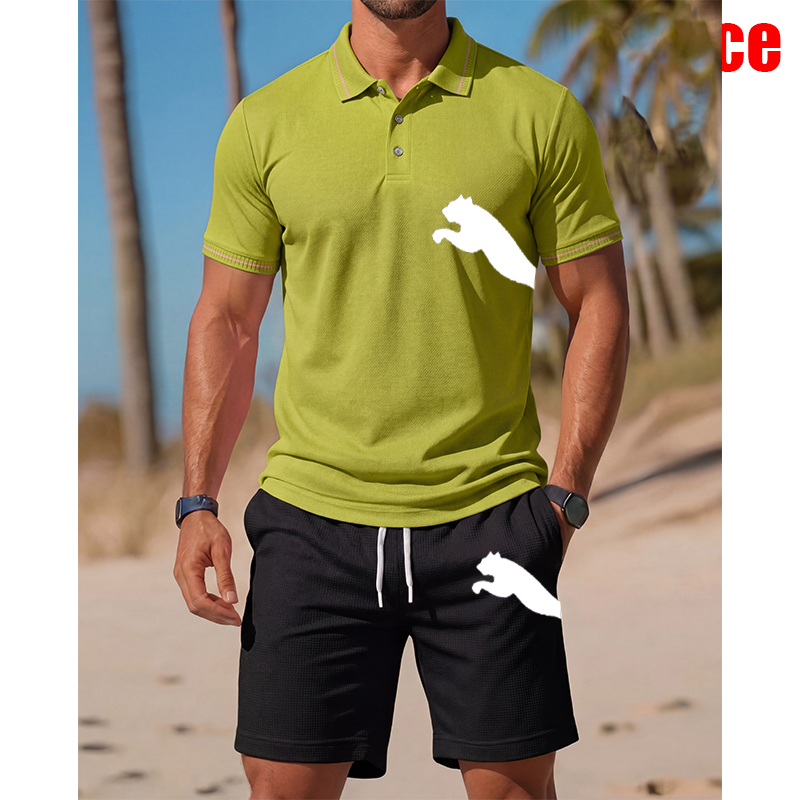 Men'S Fashion Polo Shirt - Męski zestaw: koszulka polo z krótkim