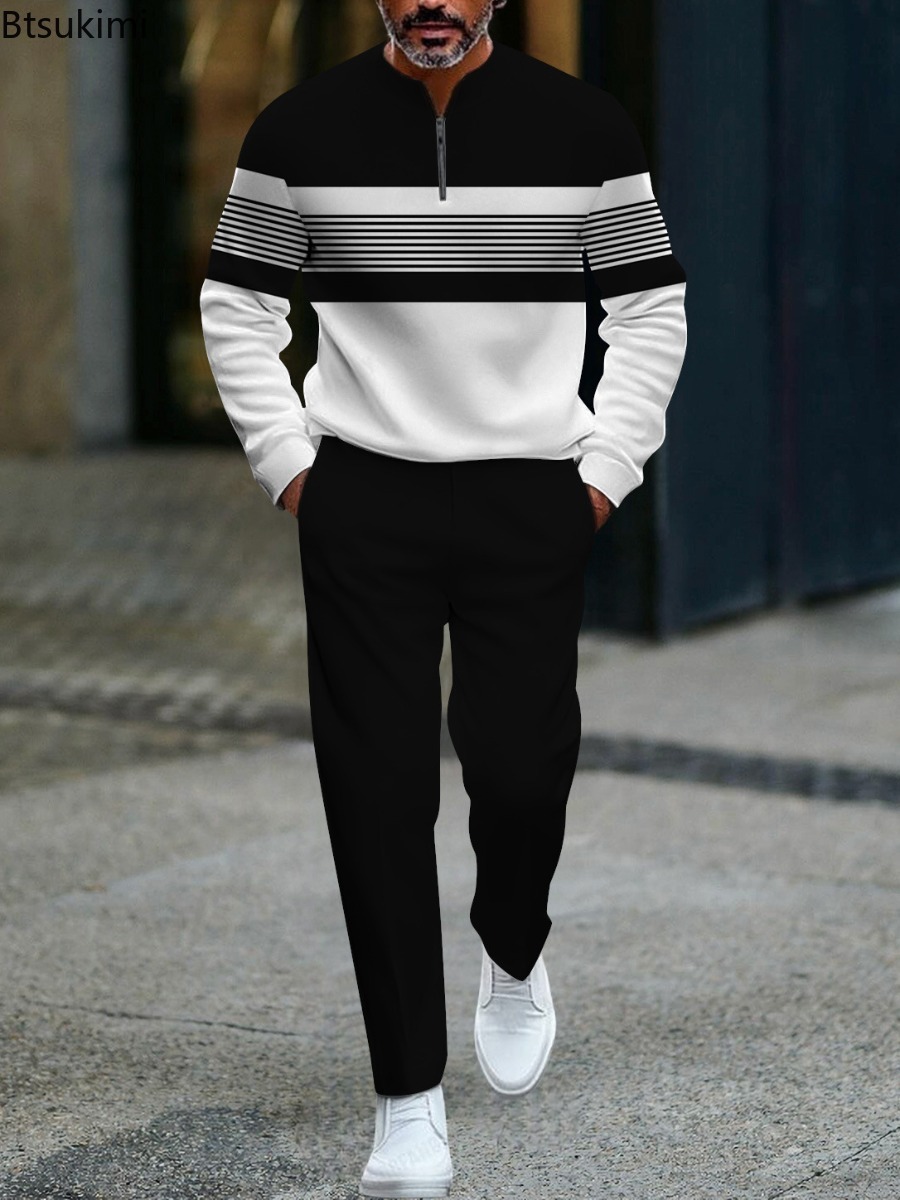 Men'S Fashion Plus - Nowy wiosenno-jesienny męski komplet z nadrukiem,