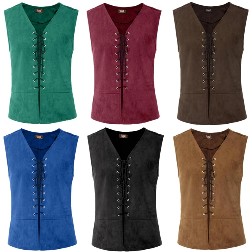 Mens Fashion Vest - Męska Punkowa Średniowieczna Kamizelka Kostium Renesansowy