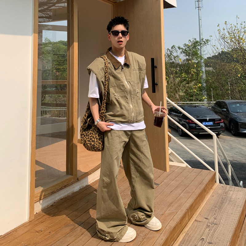 Mens Fashion Vest - Amerykańska marka modowa, retro kurtka dżinsowa