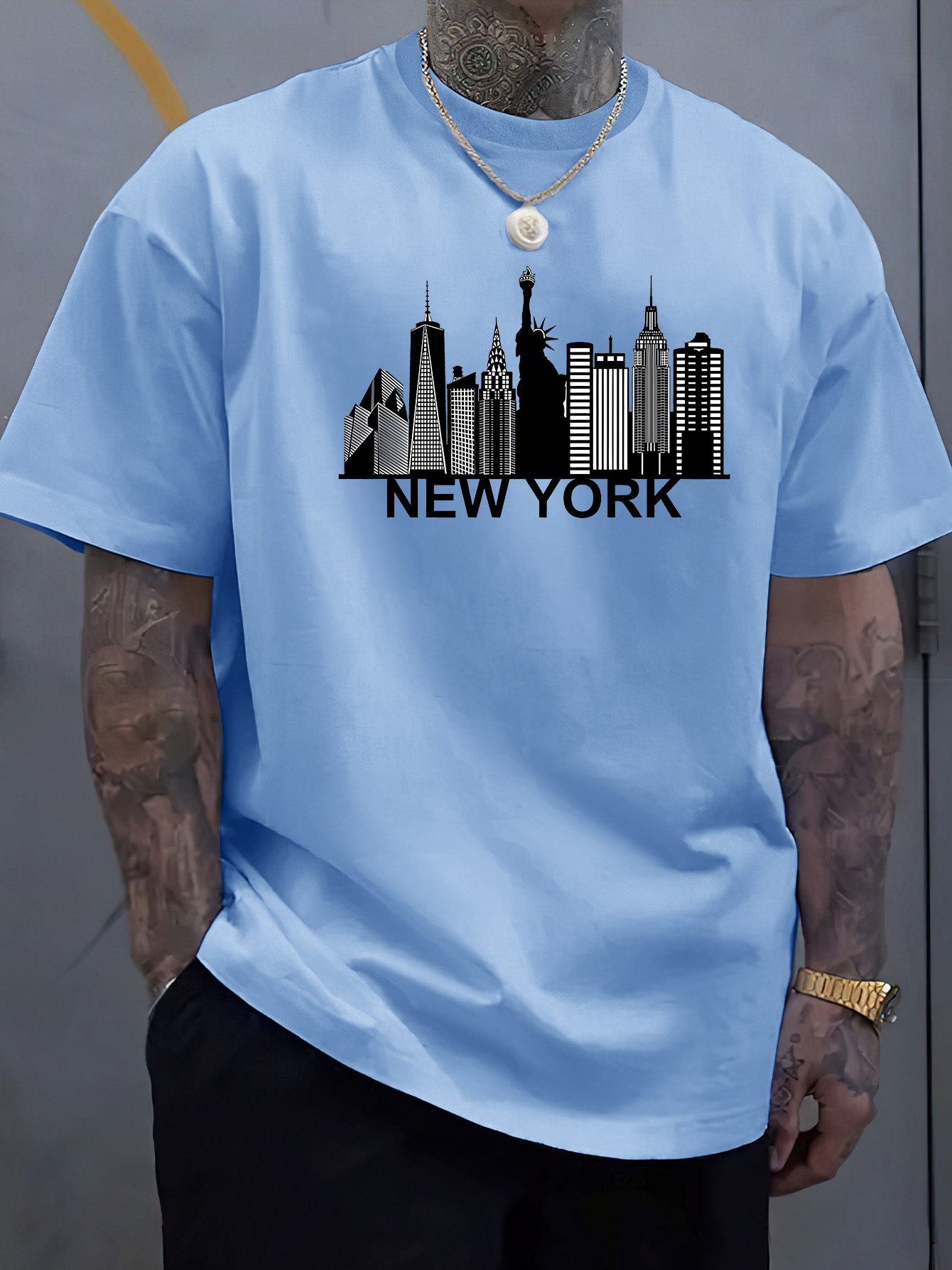 York Men'S Fashion - Bawełniana męska koszulka z nadrukiem w
