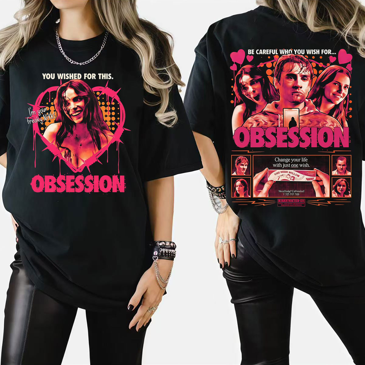 Men'S Fashion Pink Shirt - Koszulka One Wish Willow Obsession Horror