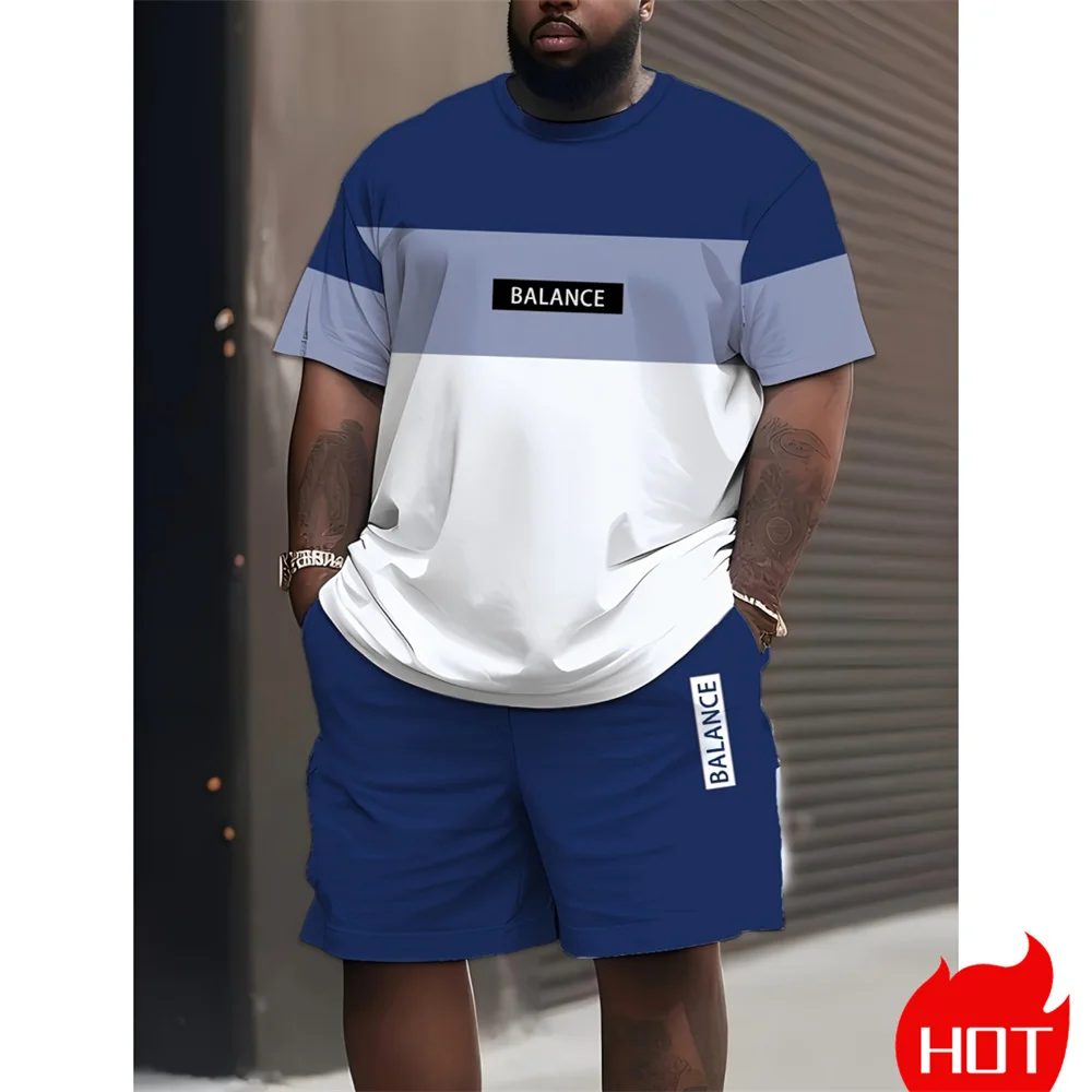 Men'S Fashion Plus - Męski zestaw T-shirt i szorty plus