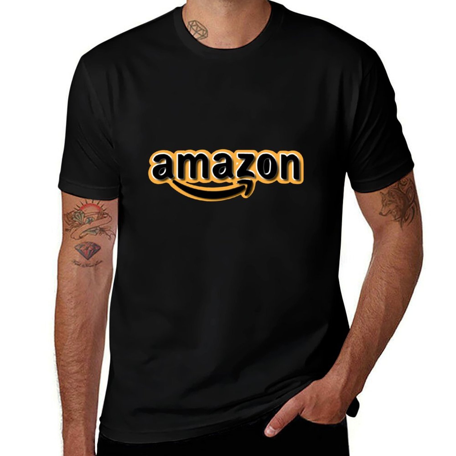 Amazon Men'S Fashion - Koszulka z logo Amazon, modna, codzienna,