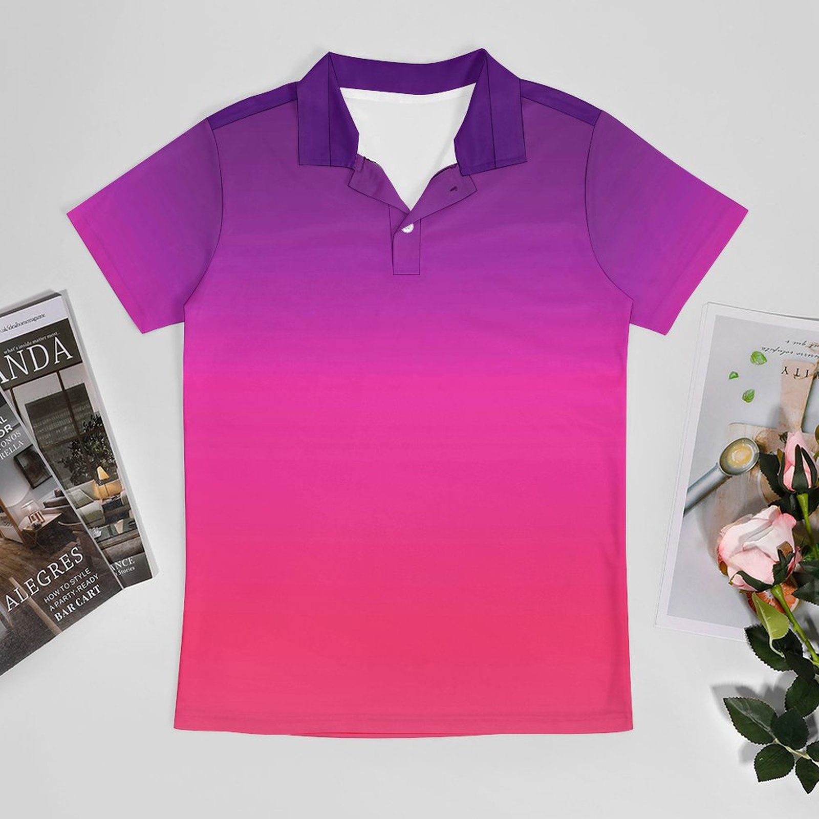 Ombre Abstrakcyjna Koszulka Po – Men'S Fashion Pink Shirt recenzja i cena