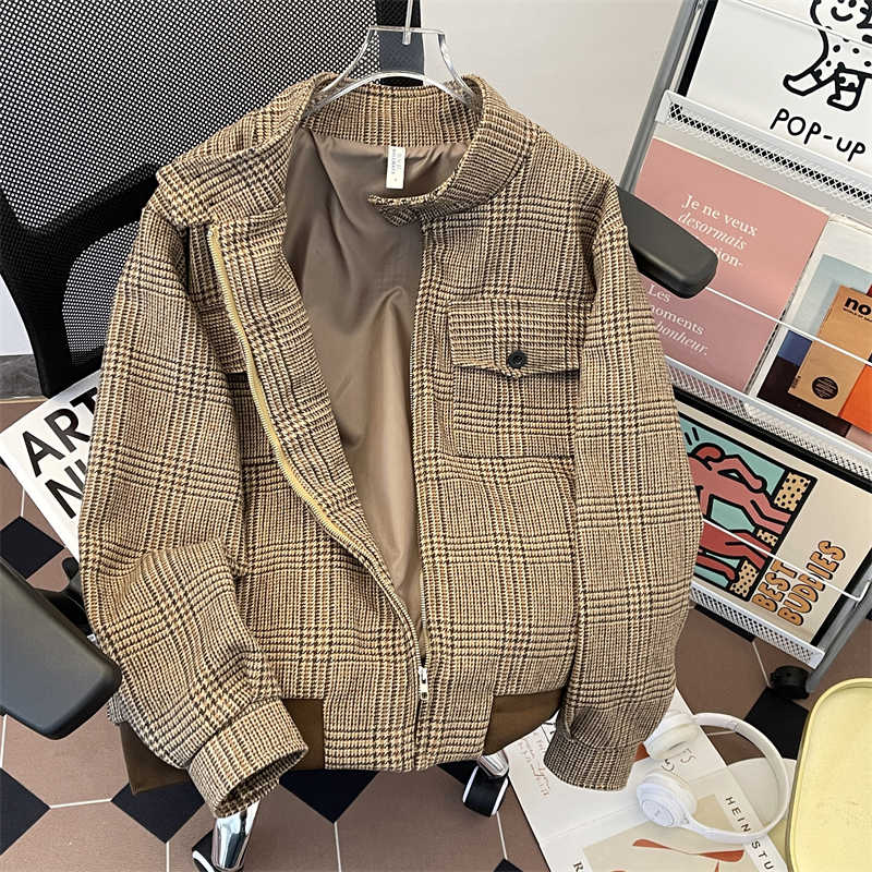 Damska brązowa kurtka w kratę  – Harrington Jacket recenzja i cena