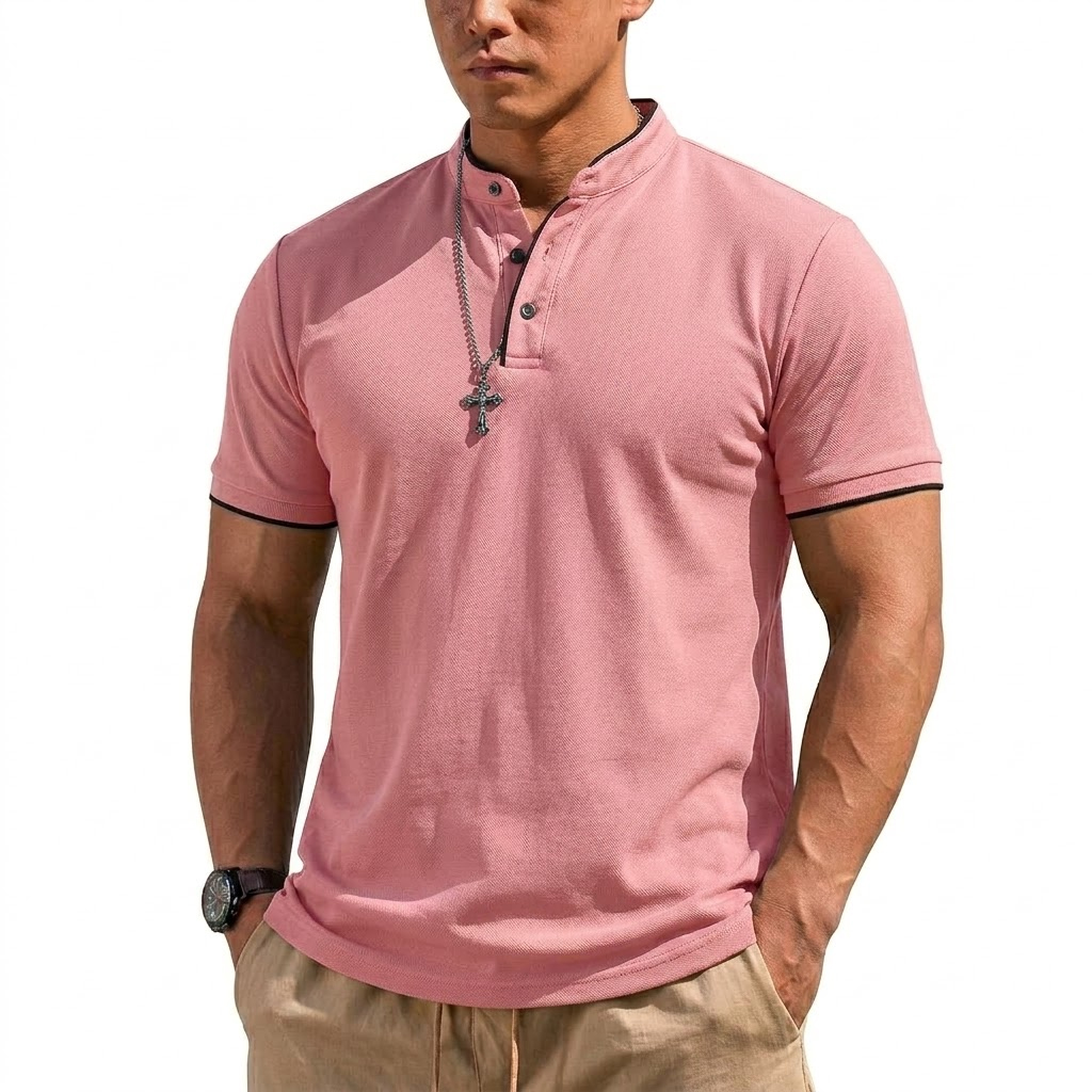 Letnia koszulka Henley z krótk – Men'S Fashion Polo Shirt recenzja i cena